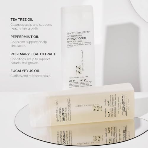 GIOVANNI Tea Tree Triple Treat Invigorating Shampoo & Conditioner Set 24 Fl Oz Pack of 2