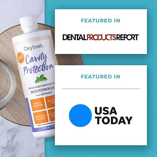Oxyfresh Cavity Protection Fluoride Mouthwash 16 Fl Oz Pack of 3 - Alcohol-Free Fresh Mint