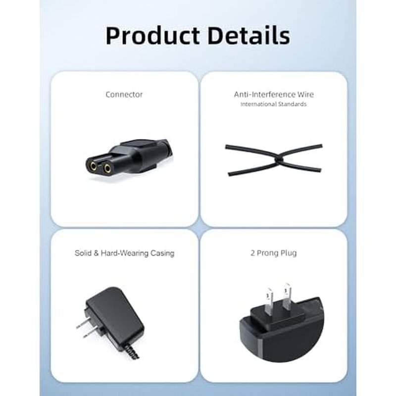 15V 6Ft Charger Cord Fit for Philips Norelco HQ8505 - (Older Model) Series 6000 7000 9000, BG7030 BG7040 BG5025 S9987, Multigroom MG5750 MG7750 MG7790, Fit for Phillips Shaver Electric Razor Trimmer