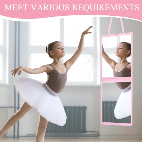 Pink 33-Inch Foldable Full Body Travel Mirror for Dance & Camping