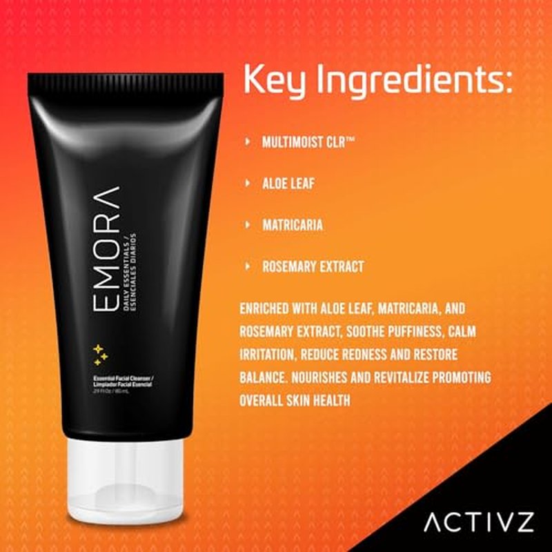 ACTIVZ Emora Essential Facial Cleanser - Gentle Hydration with MultiMoist CLR Complex, Aloe, Matricaria, and Rosemary Extracts - 85ml