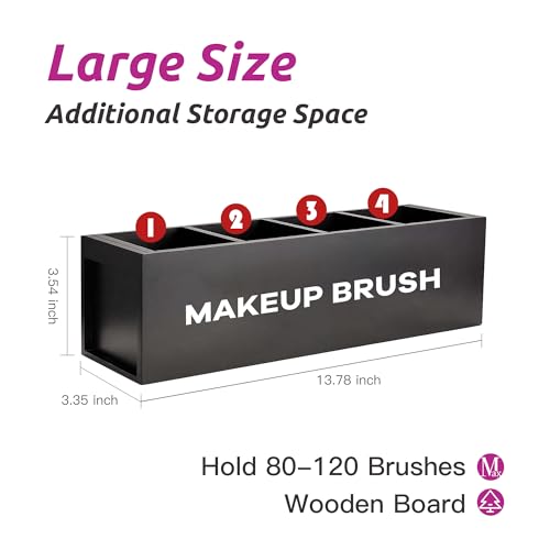 Large Makeup Organizer for Vanity Countertop with 4 Compartments - Black - Suli