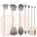 Cream White 13-in-1 Dual-Ended Makeup Brush Set with Sponge - Compact & Travel-Friendly