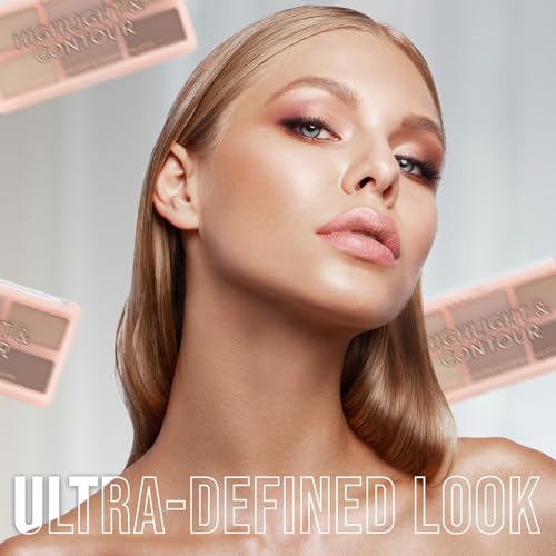 Profusion Cosmetics 6 Shade Highlight & Contour Palette ? Long-Wearing, Buildable Soft Powder for Sculpting & Defining, Blendable Formula for Light to Medium Skin (Light Medium)