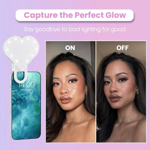 Riki Sweetheart Clip-On LED Makeup & Selfie Mirror - Hot Pink