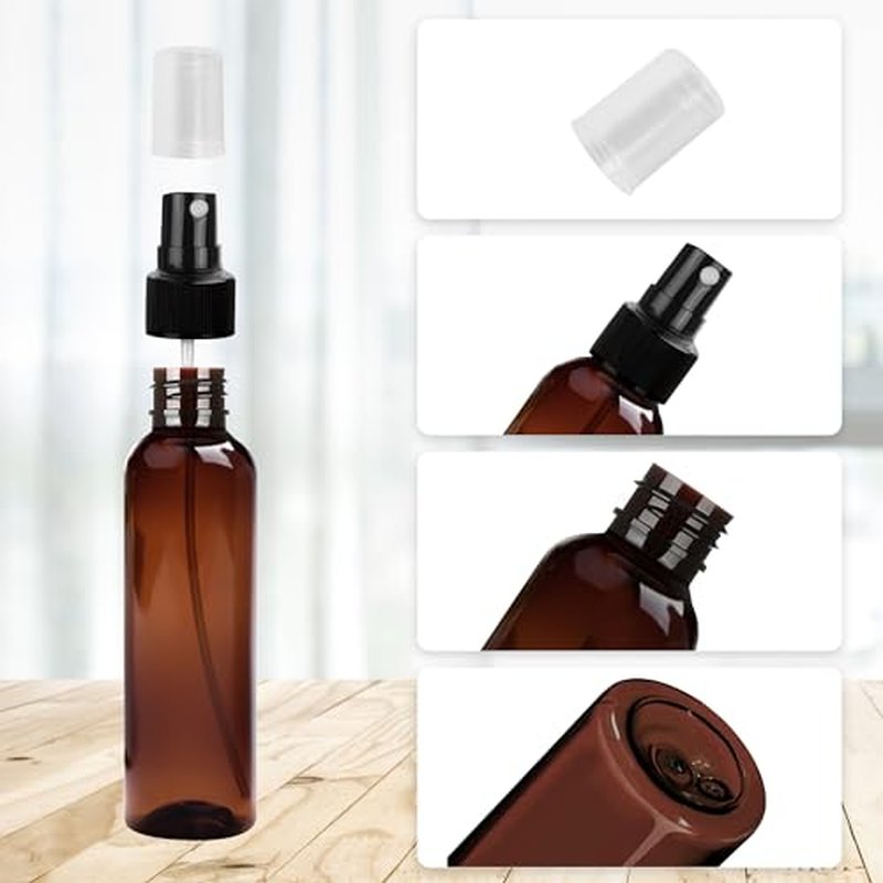 36 Pack Amber Plastic Spray Bottles 4 oz Small Spray Bottle Plastic Fine Mist Spray Empty Bottle, Amber 4 oz Spray Bottles Bulk for Travel, Essential Oils