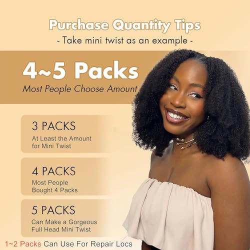Natural Black Afro Kinky Human Hair Bulk 20 Inch for Braiding and Locs - 35g/Pack