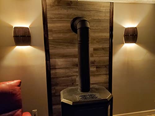 2 Pack Wood Wine Barrel Wall Sconce Light Fixture - Antique Nautical Decor