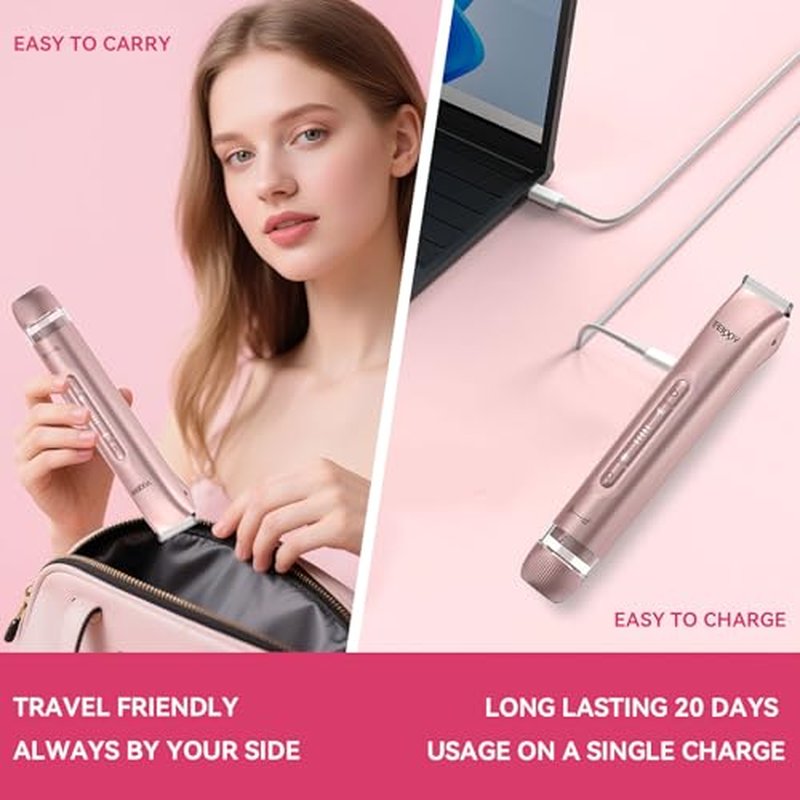 Bikini Trimmer for Women 2 IN 1 Electric Razors IPX7 Waterproof Wet & Dry Use Womens Electric Razor Dual Head Shaver for Bikini Underarm Leg Arm Body Face, Pink
