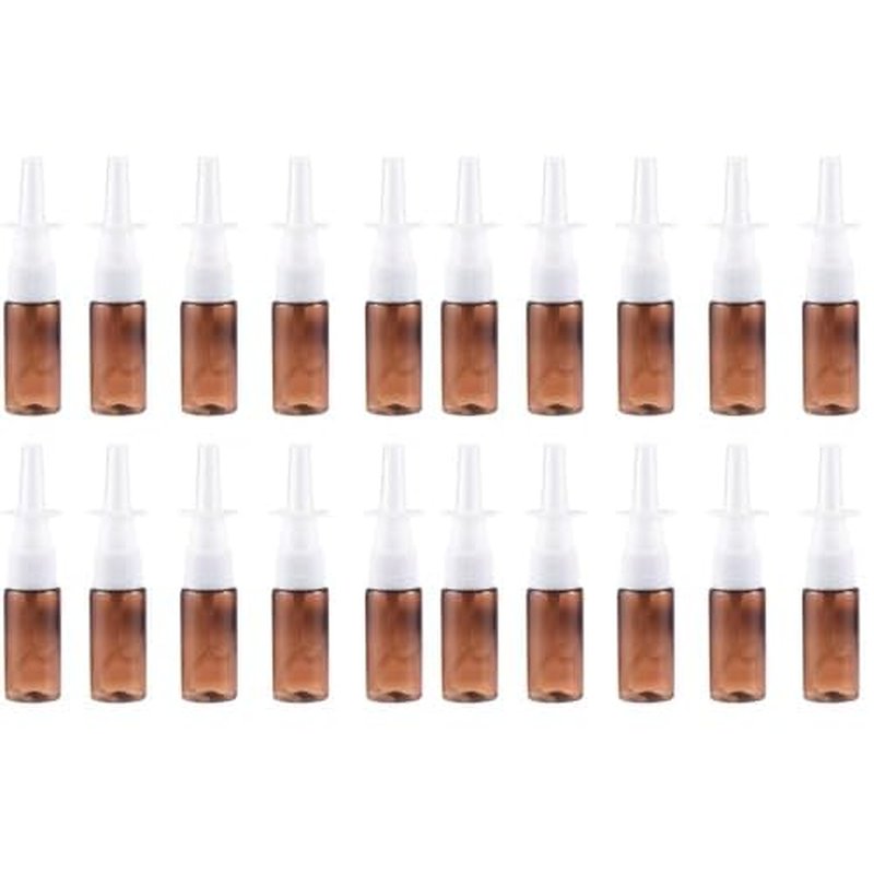 ARTIBETTER Empty Nasal Spray Bottle Amber Plastic Fine Mist Sprayers Refillable Container for Essential Oils Aromatherapy Perfume 15ml 10pcs (Pack of 2)