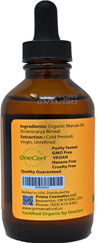 Organic Marula Oil 4oz - Cold Pressed, Pure Skin & Hair Nourishing Oil