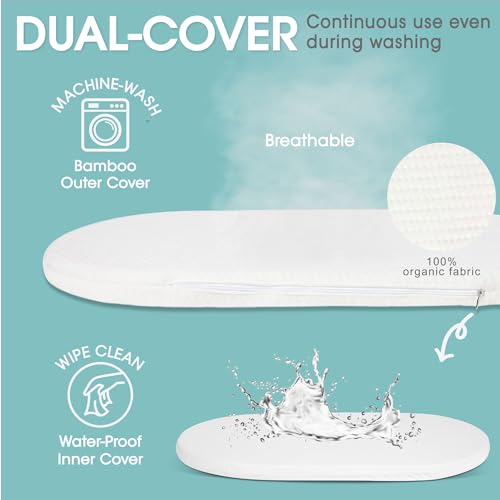 Baby Changing Basket with Diaper Caddy - Soft Waterproof Cover, Portable, Organic Cotton Rope - Soft Beige
