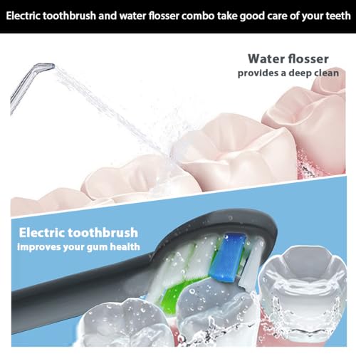 HUACO CARE Black Water Flosser & Electric Toothbrush Combo – Oral Hygiene Kit
