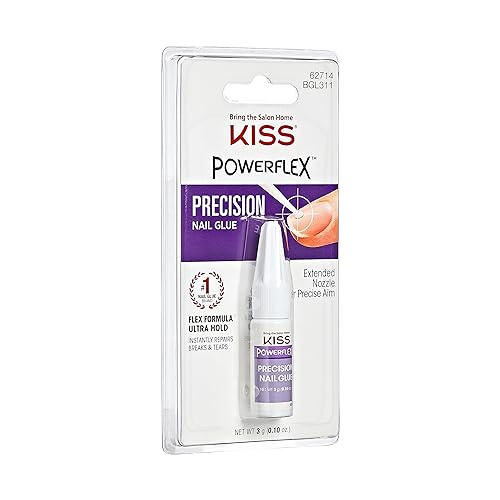 KISS PowerFlex Precision Nail Glue - Fast Drying Adhesive for Glue-On Nails & Repairs with Precision Tip Nozzle, Ideal for Tips & Wraps, Net Wt. 0.10 oz (3g) (Pack of 2)