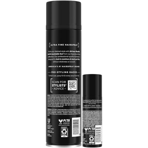 Natural TRESemmé Ultra Fine Hold Hair Spray 11 oz Pack of 2 + Travel Size