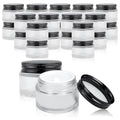24 Pack 1oz Clear Glass Cosmetic Jars with Black Metal Lids & Inner Liners - Travel Lotion Containers
