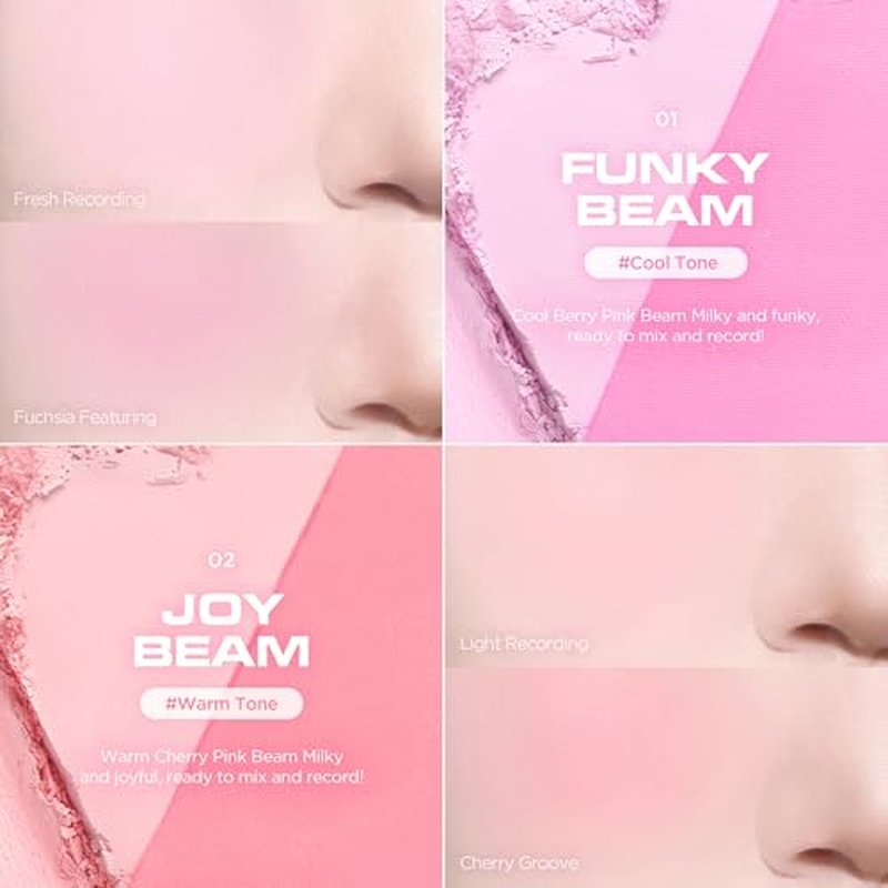 lilybyred Luv Beam Cheek Duo | Heart-Shaped Korean Dual-Tone Powder Blush, Tone-on-Tone Mixable Colors, Soft Glow with Fine Shimmer, Silky Texture, Blendable, All-Day Wear, 0.14 oz. (01 Funky Beam)