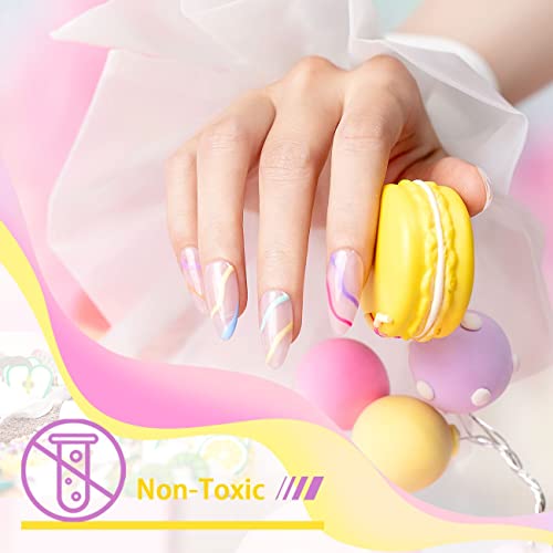 Pastel Nail Art Gel Liner Set - 12 Spring & Summer Colors, Thin Brush, 8ML, Soak Off