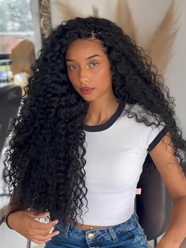 Deep Wave Crochet Hair Extensions 18 Inch Human Hair 50G - Natural Look & Easy Install