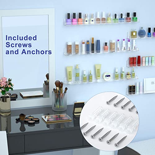 FEMELI 24 Inch Nail Polish Wall Rack: 6 Shelves Clear Acrylic Nail Polish Holder Organizer for 130-180 Bottles (24 Inch, Clear)