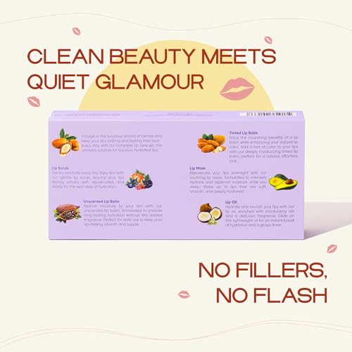 Lip Care Set ? 5-Piece Routine with Lip Mask, Scrub, Lip Oil, Tinted & Unscented Balm ? Nourishing, Oil-Based Hydration