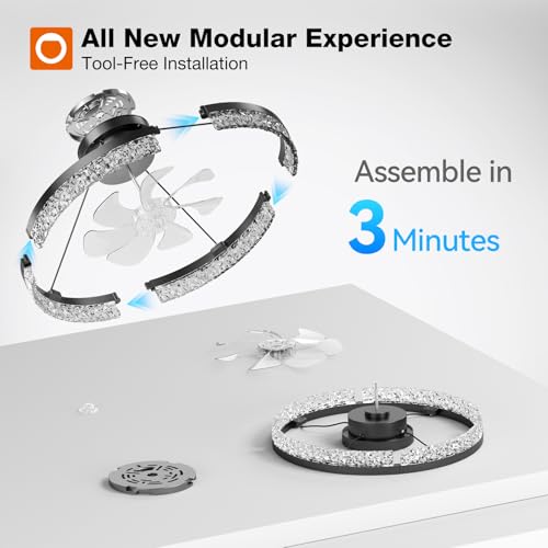 Addlon 20-Inch Low Profile Ceiling Fan with Lights - Black, Remote & Dimmable, Reversible Motor, 2 Mode