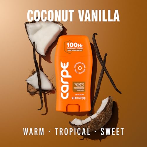 Carpe 100-Hour Antiperspirant Deodorant for Women - Coconut Vanilla, 1.76oz Pack of 2