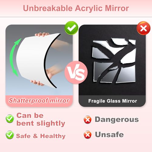 49 x 12 Inch Foldable Full Length Travel Mirror Pink - Portable Shatterproof Over-the-Door & Hanging Makeup Mirror