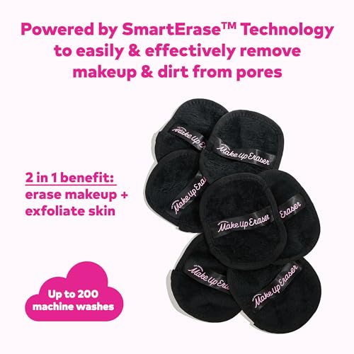 The Original MakeUp Eraser, 7-Day Set, Erase All Makeup With Just Water, Including Waterproof Mascara, Eyeliner, Foundation, Lipstick, Sunscreen, and More! Chic Black, 7ct.