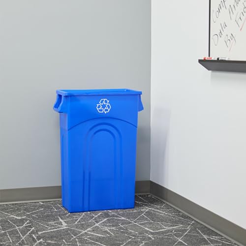 United Solutions 2 Pack Highboy Recycling Bins 23 Gallon Slim Indoor Outdoor Blue