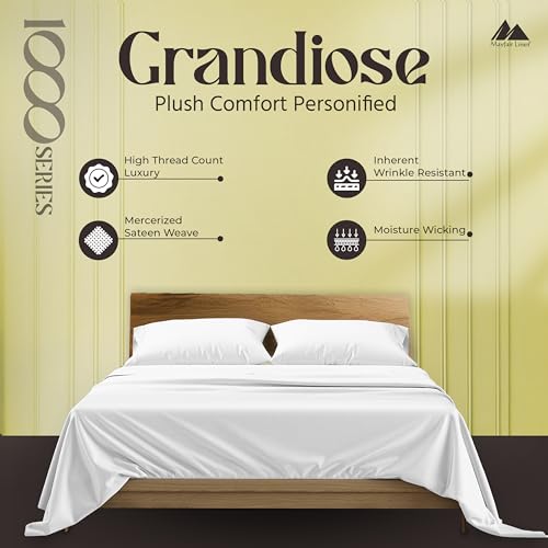 Egyptian Cotton Queen Sheet Set - Bright White, 16" Deep Pockets, Luxury Sateen Weave