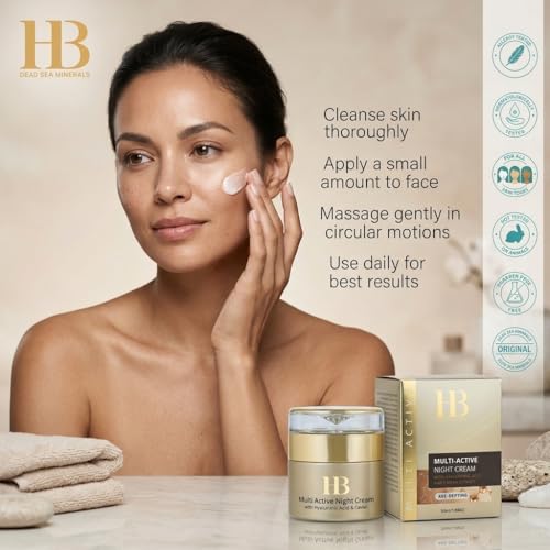 Dead Sea Anti-Aging Night Cream for Face & Neck - Hydrating Moisturizer with Hyaluronic Acid & Caviar Extract