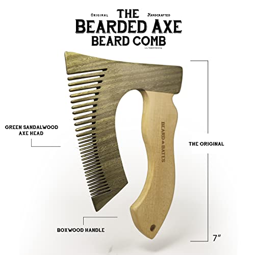 Artisan Green Sandalwood Beard Comb with Boxwood Handle - Coarse & Fine Teeth