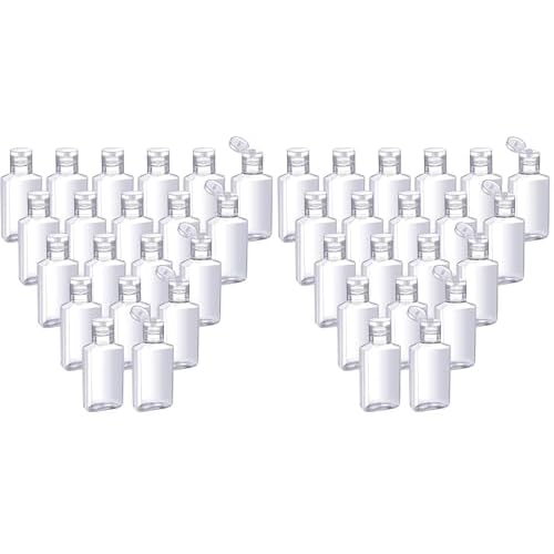 Patelai 50 Pcs Clear Empty Travel Bottles 30 ml/ 1 oz Flip Cap Empty Hand Sanitizer Bottles Container Portable Refillable Flip-top Container for Travel Outdoor Camping Business Trip (Pack of 2)