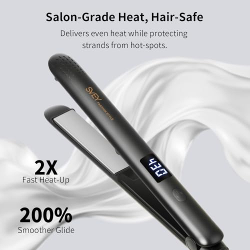 Dual Voltage Titanium Ceramic Hair Straightener with 5 Heat Settings