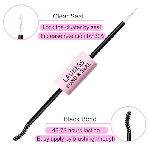 Lash Extension Kit 40D Clusters With Bond, Seal, Remover, Tweezers, Brush - DIY Individual Eyelashes Waterproof Set (40D-0.07D-9-16Mix)