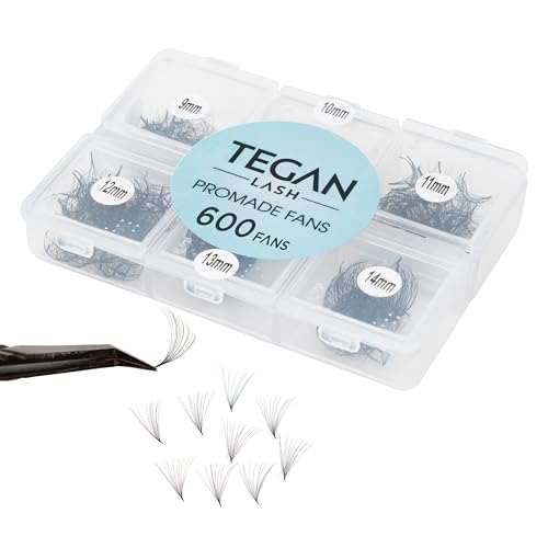 TEGAN LASH Promade Fan Mix Eyelash Extensions, From 3D - 16D, 0.03/0.05/0.07, C/CC/D, 9-15mm, Pre Made Eyelash, Easy Apply Premade False Eyelashes, Pesta?as Abanicos Extensiones (5D, 0,07, CC, Mix)