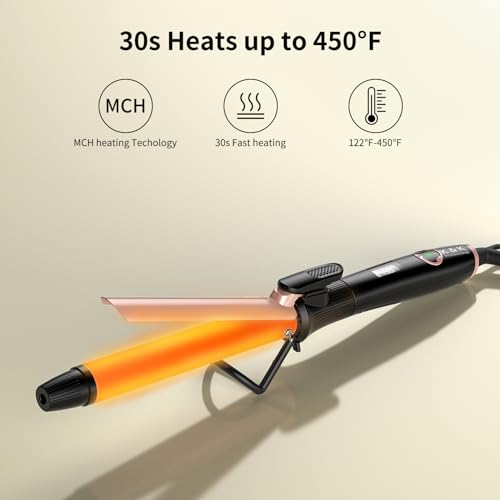 Rose Gold 1-Inch Curling Iron with Clip - Ceramic Hair Curler, Dual Voltage