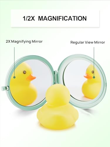 Cyan Compact Pocket Mirror 2.5 Inch Double-Sided Makeup Mirror with 1X & 2X Magnification - 12 Pieces