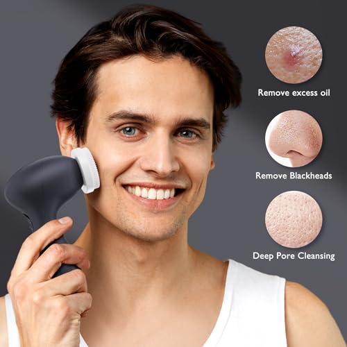 Facial Cleansing Brush Set with 7 Interchangeable Heads - Black