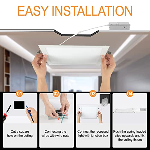 White 11-Inch Square Recessed LED Light Pack - Dimmable 3 CCT, 2200 Lumens