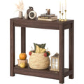 Besiost Farmhouse Narrow Console Table with Shelves - Black Walnut, 32" Entryway & Sofa Table