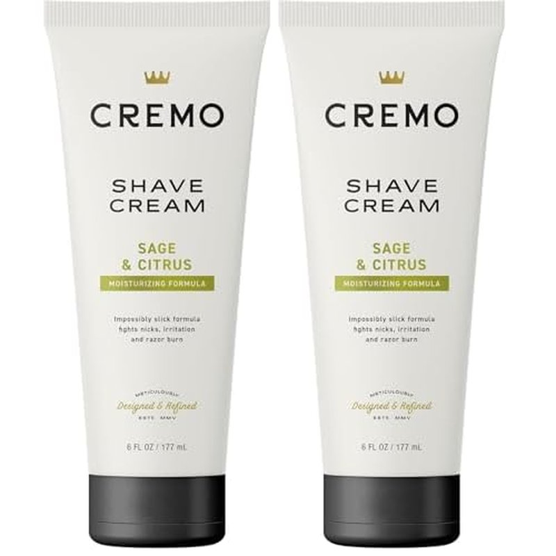Cremo Sage & Citrus Shave Cream,Astonishingly Superior Ultra-Slick Shaving Cream for Men,Fights Nicks,Cuts and Razor Burn,6 Fl Oz,(Pack of 2)