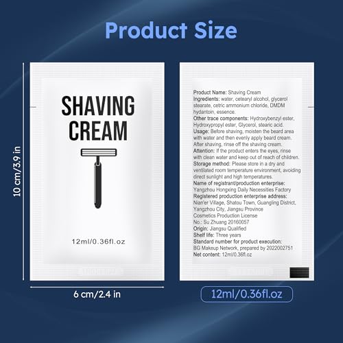 200-Pack Disposable Shaving Cream Pouches 12ml Travel Size Individually Sealed