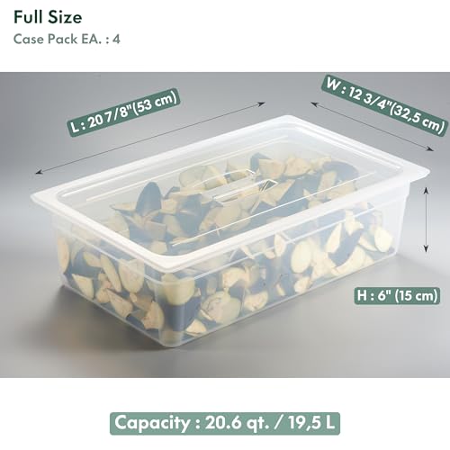 Full Size 6 Inch Deep Food Pan with Handle Lid - NSF Commercial-Grade 4 Pack