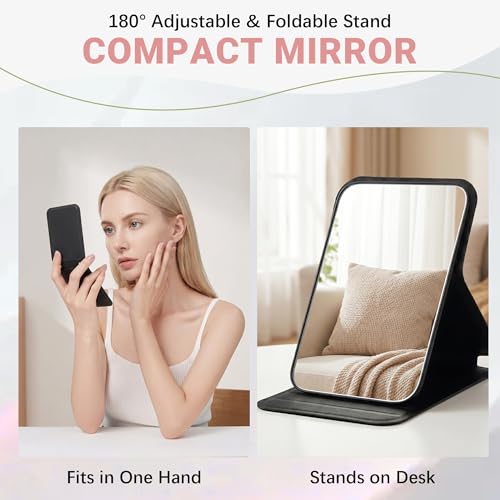 PJPSAA All Black 18 Pack Compact Folding Pocket Mirrors for Travel & Gift