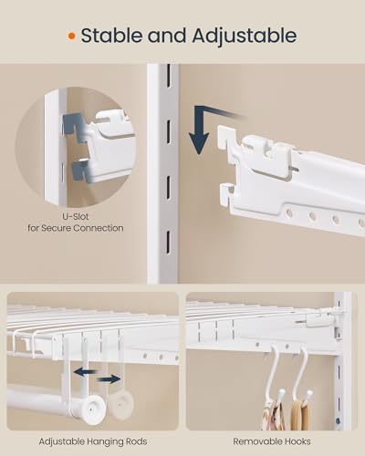 SONGMICS HOME 3-Tier Closet Organizer System for 4-8 ft Wide Closets