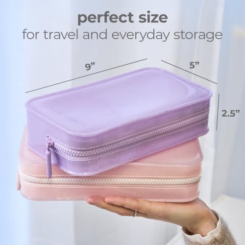 Waterproof Jelly Makeup Bag - Ballet Pink Twinkle Travel Cosmetic Pouch