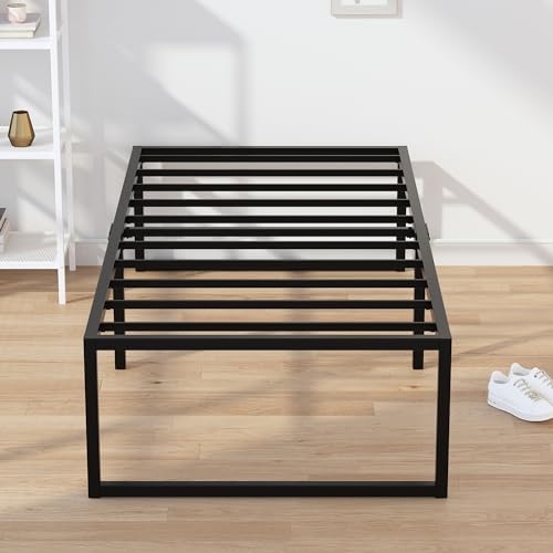 Narrow Twin Bed Frame 18 Inch Heavy Duty Metal Platform No Box Spring Black - Variation of THIS listing