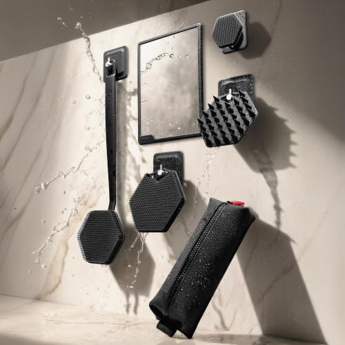 TOOLETRIES Joseph Charcoal Shower Mirror & Razor Holder - Fog-Resistant, No-Suction